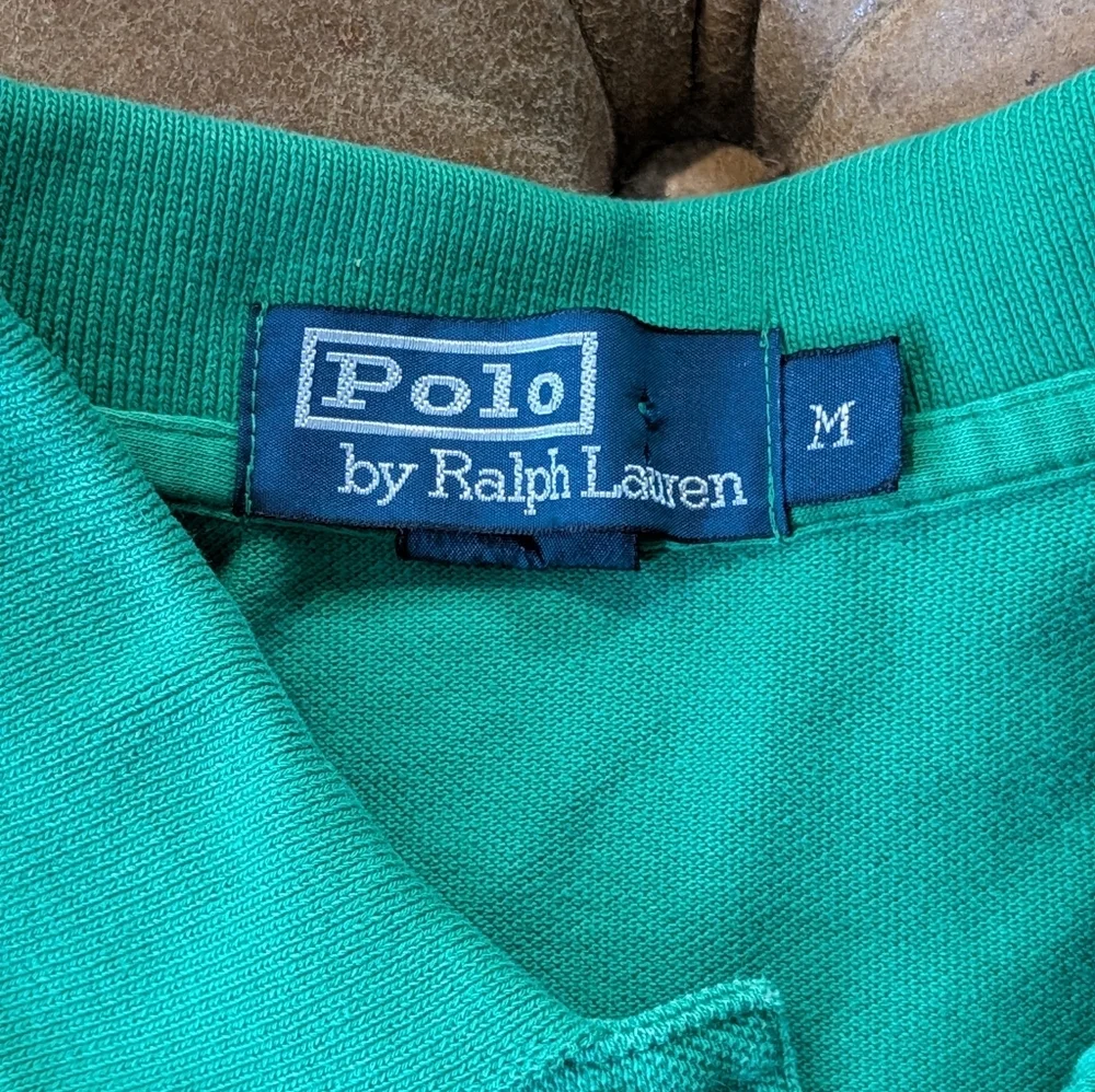 Vintage 90s Polo Ralph Lauren Classic two button polo shirt size medium green